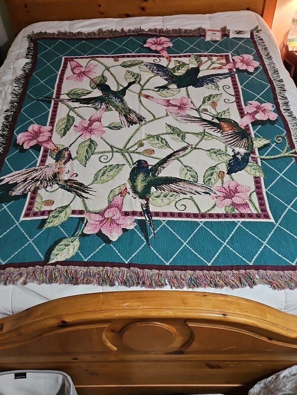 VTG Dan Gilbert Hummingbird Tapestry Woven Throw Blanket NWT